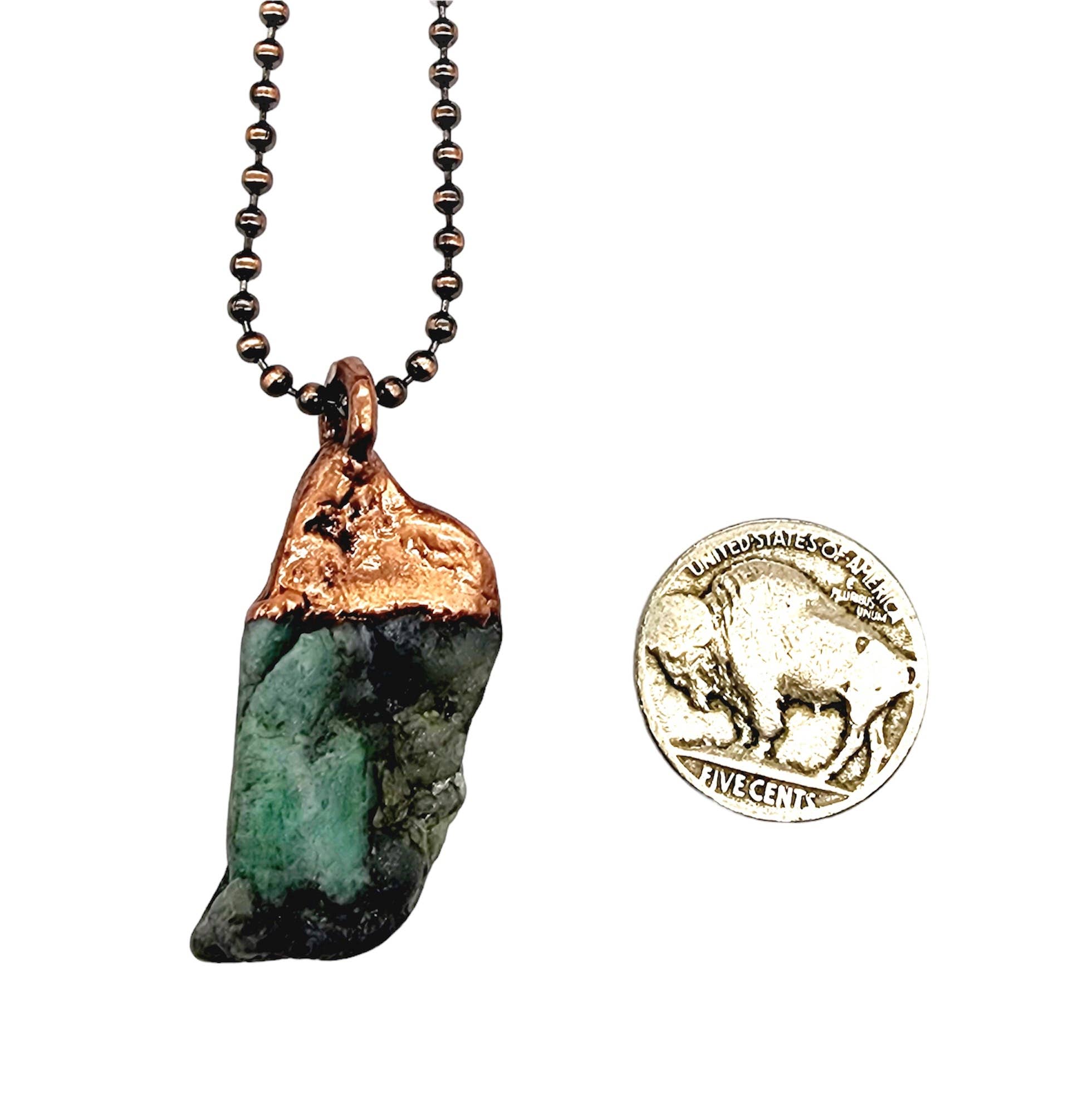 MergingMetals - Wholesale Pendant/Charm Necklace - Emerald in Matrix Necklace / Ball Chain3