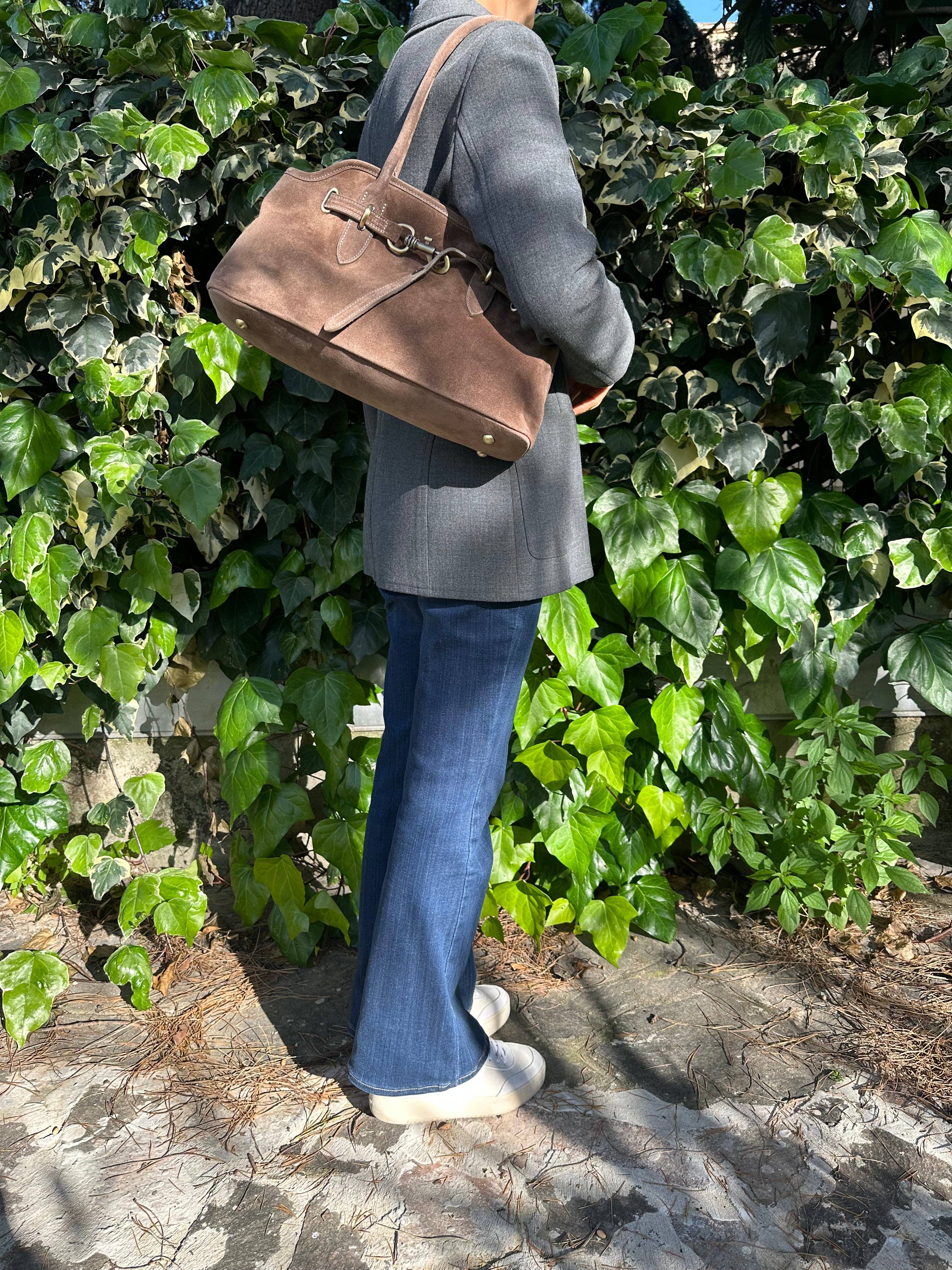 Zhade – Bolsa de ombro – Mulher por atacado – GRACE - bolsa de ombro em camurça genuína17