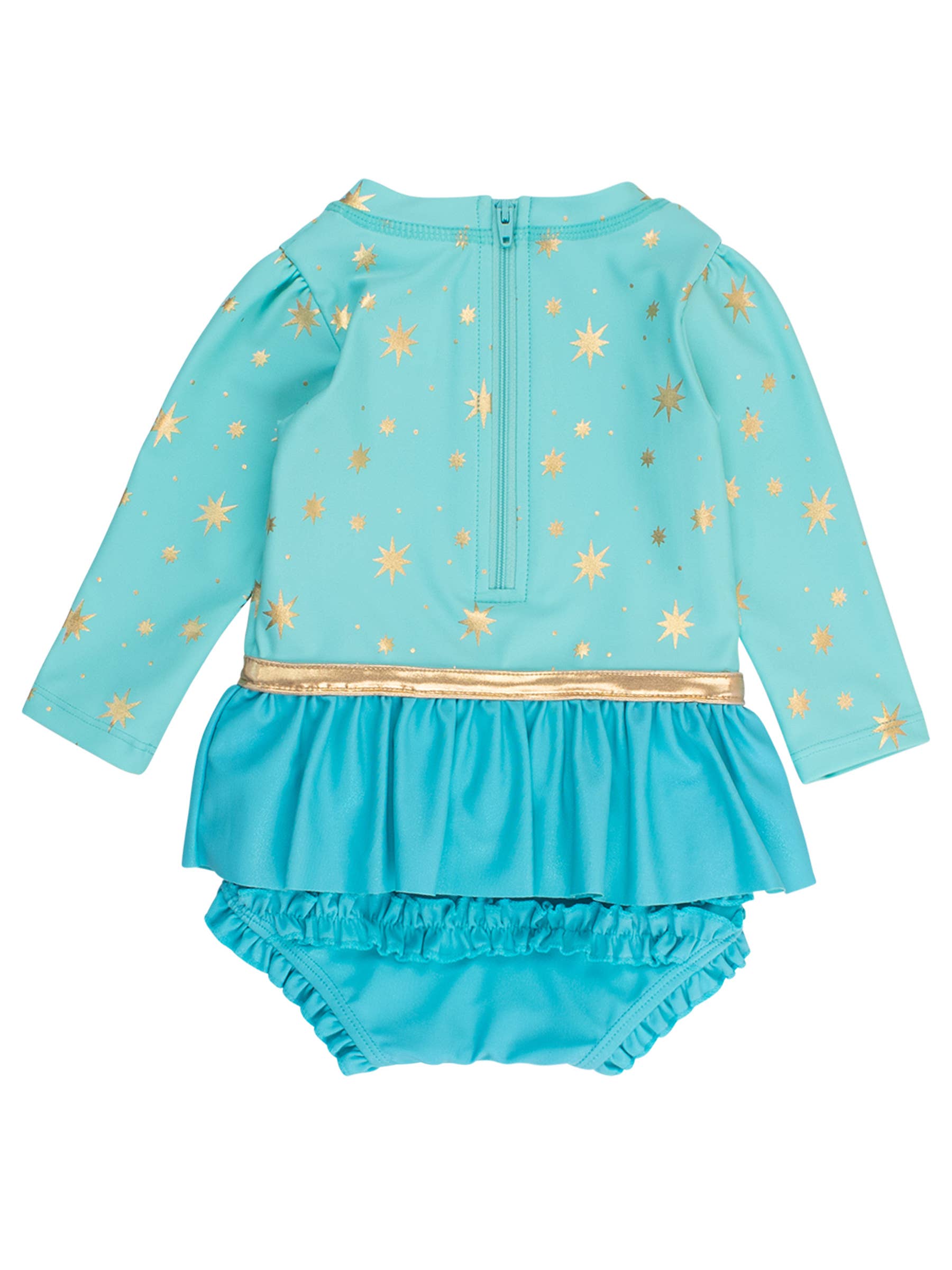 Blauw Meisjes Teal Gouden Prinses Lange Mouw Strik Rok Eendelig Badpak voor groothandel op Faire2