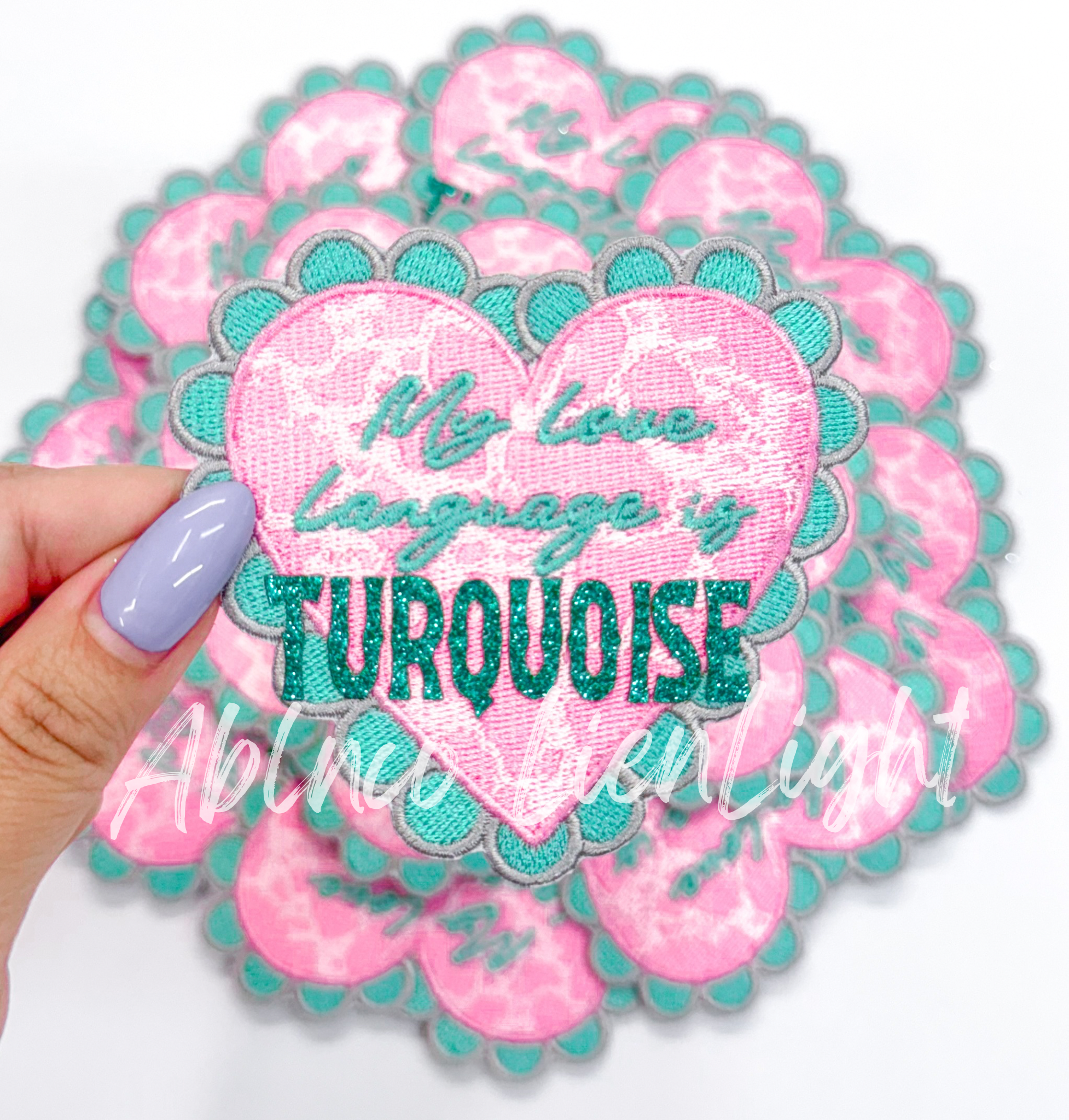 ABLNco - Wholesale Patch - My Love Language is Turquoise Embroidery Valentine Day Patch0