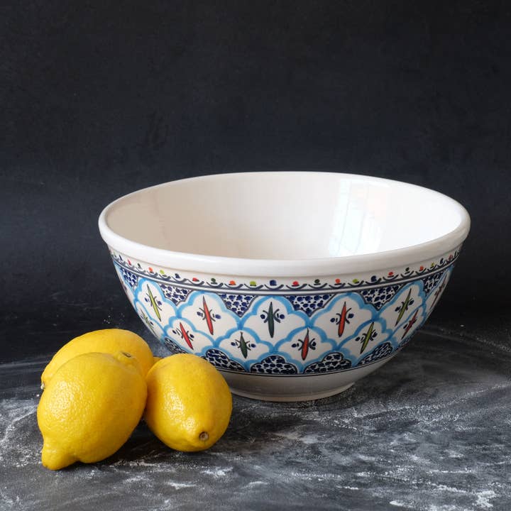 12" Rosette Large Deep Ceramic Serving Bowl, Salad Bowl for wholesale by Sobremesa