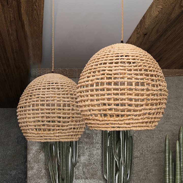 Runde Hängeleuchte aus Rattan, handgewebte Pendelleuchte aus Bambus für den Großhandel von ELE Light & Decor