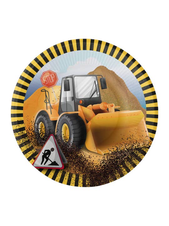 Fiestora - Wholesale Disposable Plate - 8 Plates 18 cm BIG DIG CONSTRUCTION