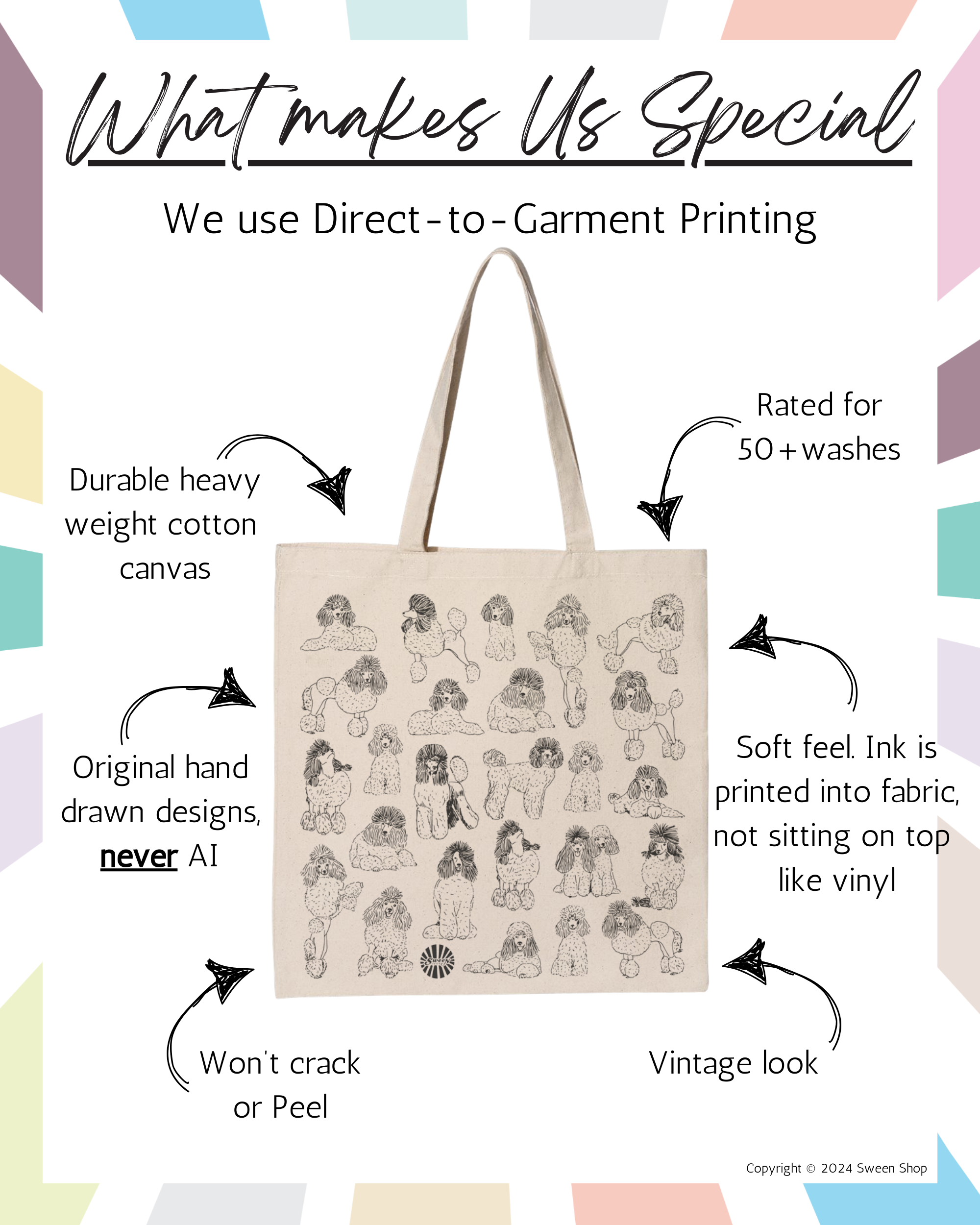 Sween Shop - Vente Tote bag – unisexe - Sac fourre-tout en toile Caniche pour amoureux des chiens Cadeau pour animal de compagnie3