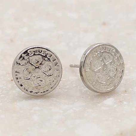 Benedictine Stud Earrings - Silver for wholesale by My Saint My Hero