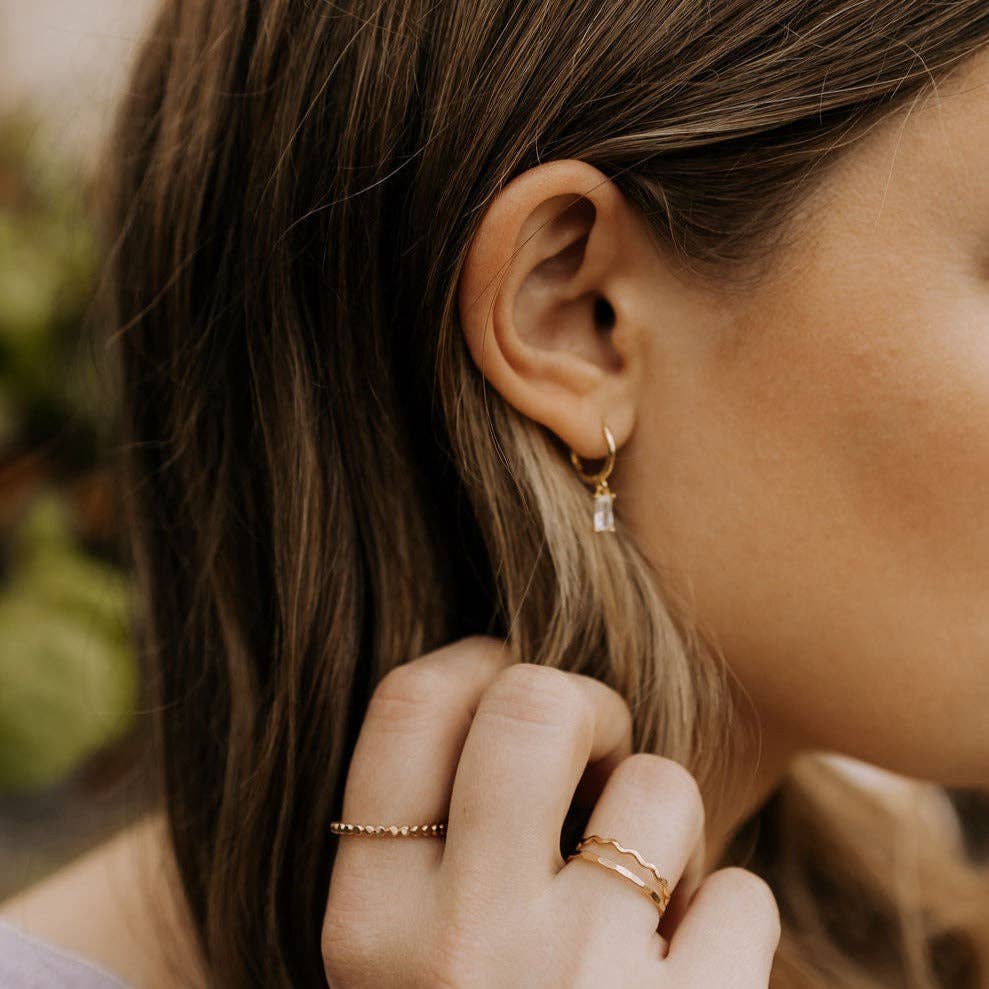 Mauve Jewelry Co. - Wholesale Huggie Earrings - Sophie Baguette Diamond Dangle Hoops7