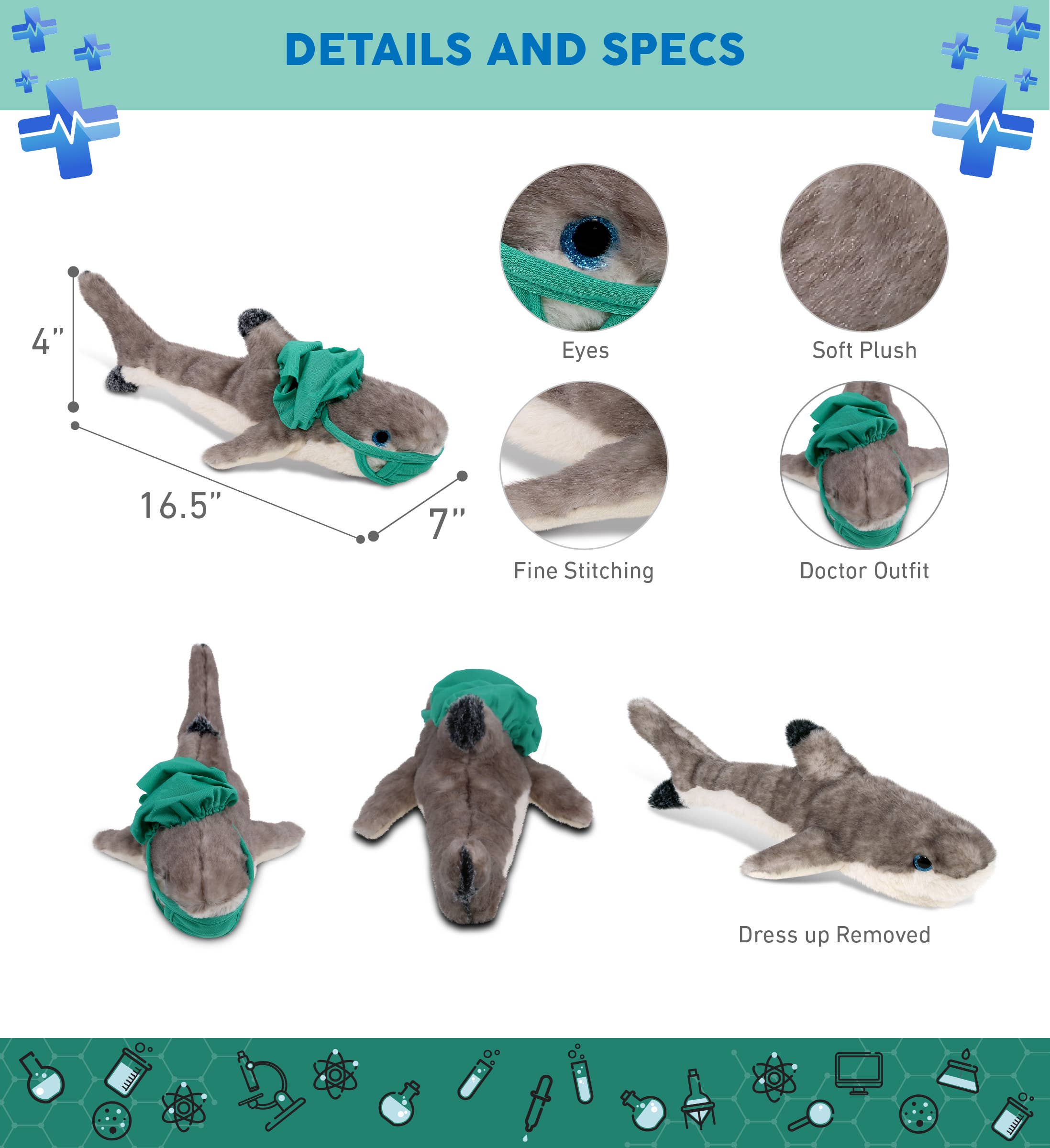 Cota Global – Großhandel Kuschel-/Plüschtier – Kind & Baby – Plüschdoktor - Superweicher Plüsch - Schwarzspitzen-Riffhai2
