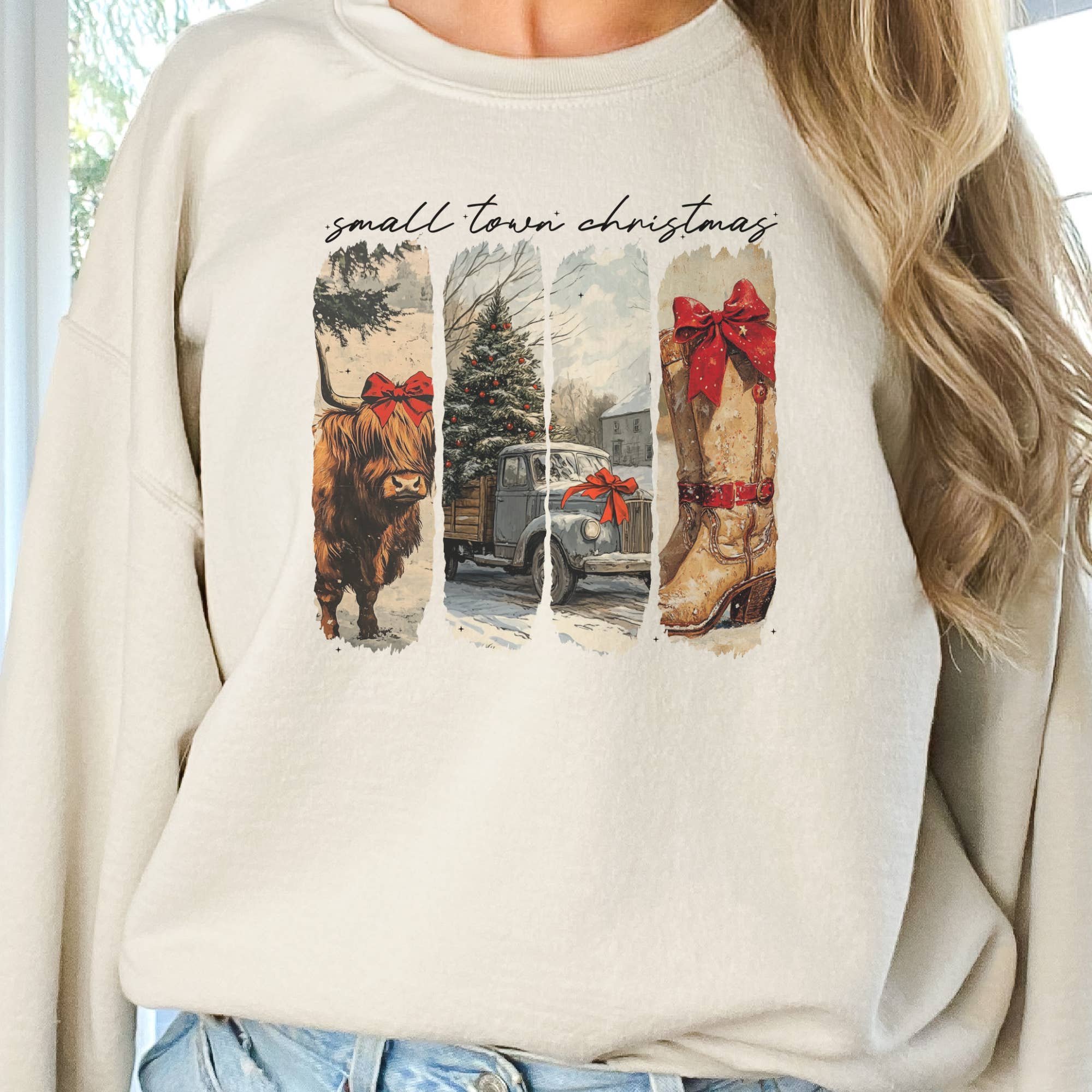 Par.tees by Party On! – Camisola gráfica - Unissexo por atacado – Camisola Vintage Gráfica de Natal de Pequena Cidade Retro2