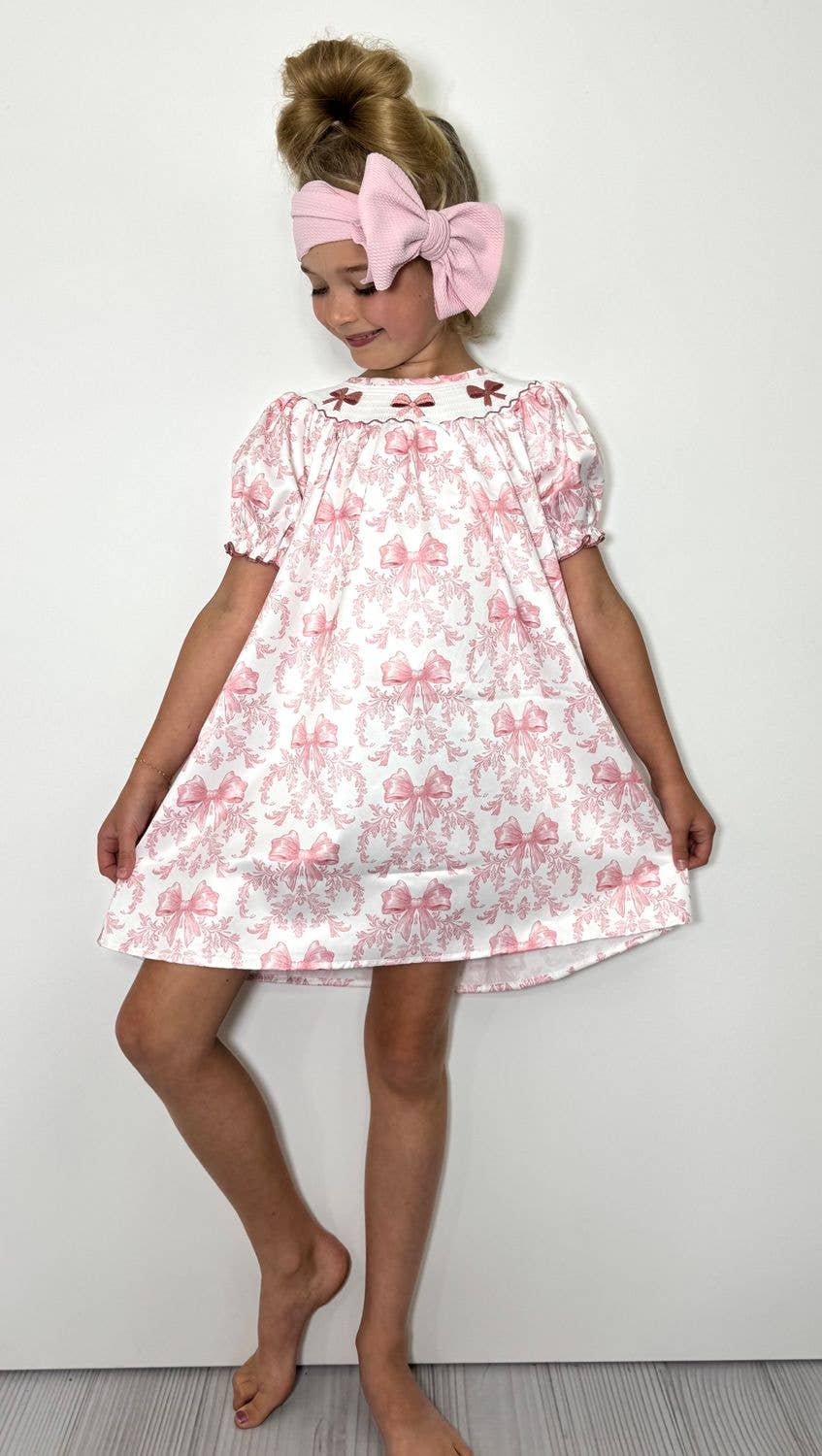 Clover Cottage - Wholesale Dress - Kids - Blush Waverly Smocked Girls Dress