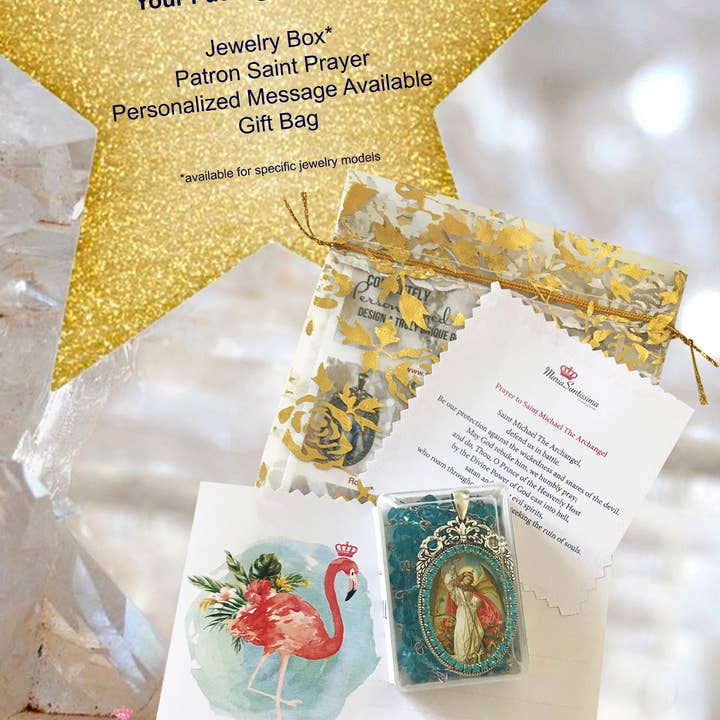 MariaSantissimaShop - Vente Colliers à pendentif - Cœur de Sainte-Thérèse de Lisieux - La petite fleur - Patronne des missionnaires ; personnes atteintes du VIH/sida ; fleuristes ; jardiniers et perte de parents
