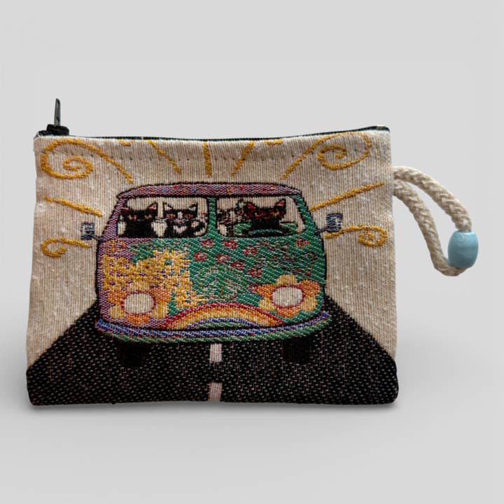 Mini Kilim gewebtes Reißverschluss-Münzportemonnaie - Vintage Van Katzen für den Großhandel von Guzel Handcrafts