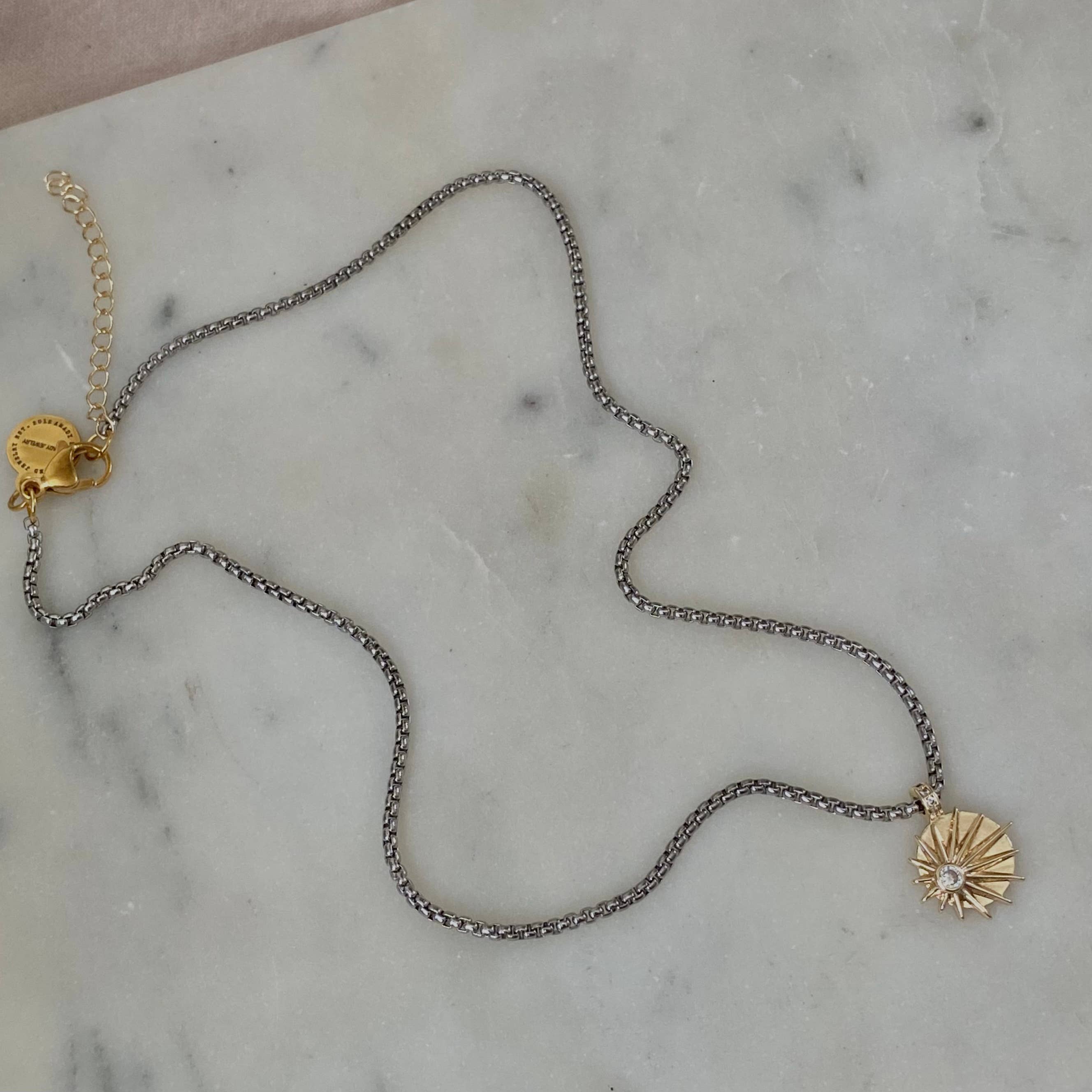 Amady Jewelry – Großhandel Kette mit Anhänger/Charm – Sonnenaufgang Zirkonia vergoldete Halskette Silber Ombre1