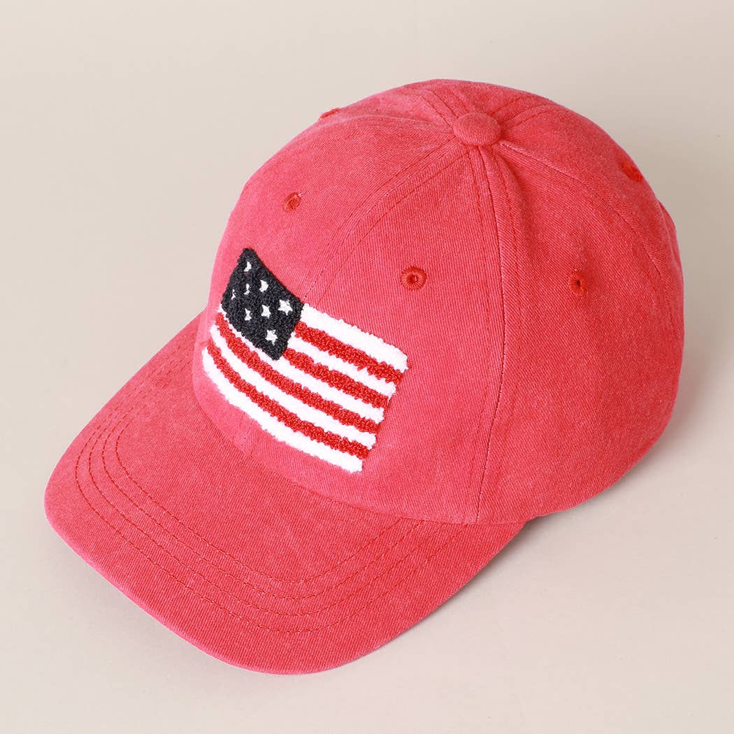 Fashion City - Wholesale Baseball Cap - Women's - American Flag Chenille Patch Baseball Cap5