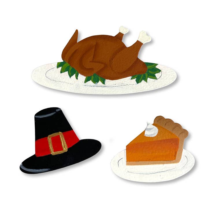 Roeda Studio - Wholesale Magnet - Thanksgiving Magnets S/3, Fall Turkey Dinner0