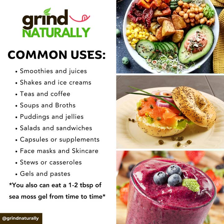 Grind Naturally Organics - Venta al por mayor Suplementos/vitaminas para beber - Mejor Gel de Musgo Marino - Inspirado por Dr. Sebi 100% Orgánico Crudo2