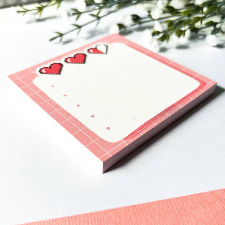 Sarah May Arts - Wholesale Notepad - 8-Bit Heart Memo Pad - 8cm Square 50 page Cute Stationary2