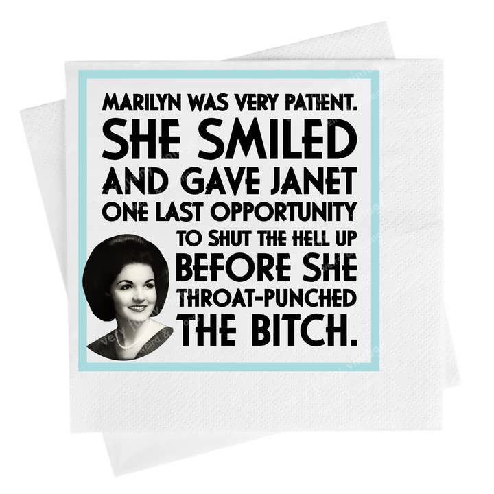 Lot de 20 serviettes de cocktail vintage drôles - La patience de Marilyn s'amenuisait... pour la vente par Very Funny Vintage by Weird & Wrong