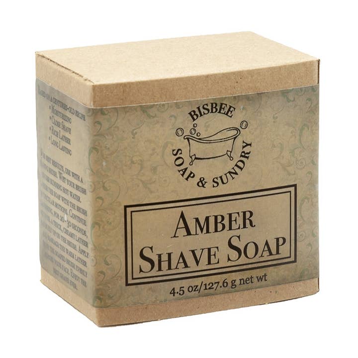 Jabón de afeitar Amber, 4.5 oz. para venta al por mayor de Bisbee Soap & Sundry
