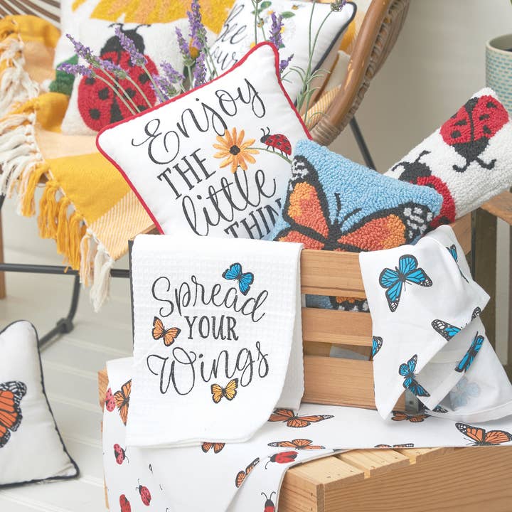 C&F Home - Wholesale Throw/Decorative Pillow - 8" x 8" Monarch Butterfly Hooked Pillow2