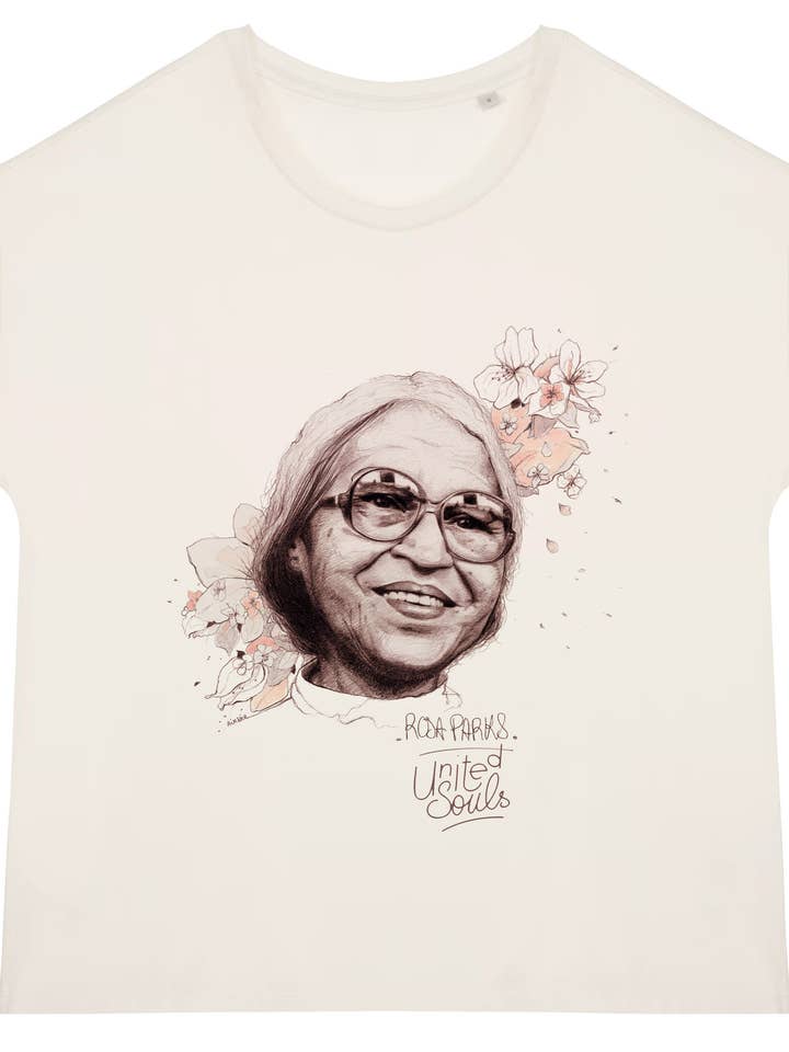 UNITED SOULS – wholesale Screen printed t-shirt – Women′s – Rosa Parks I Women's T-shirt with Turn-Up Sleeves0