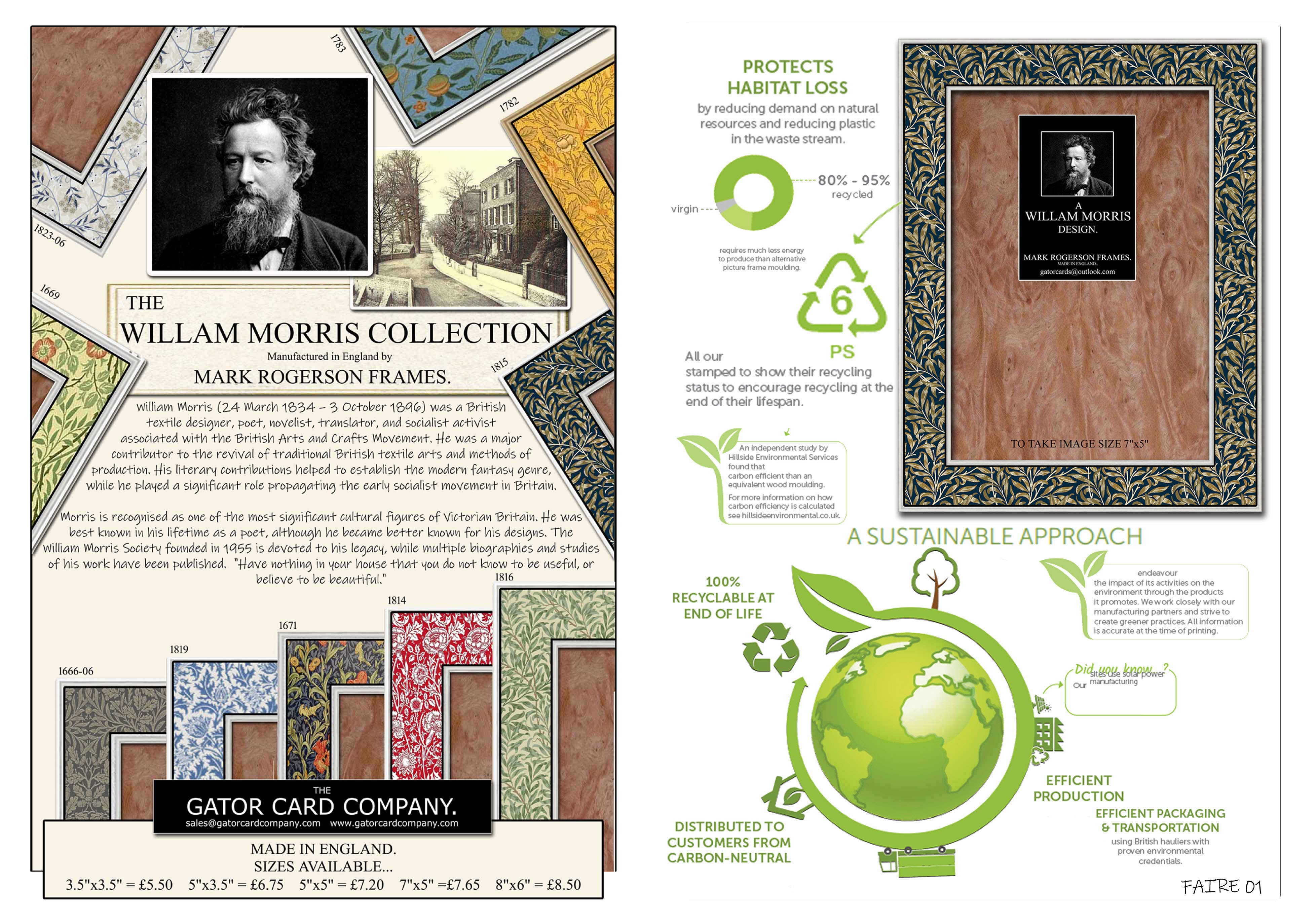 Gator cards - Vente Cadres photos - Cadre photo William Morris 7"x5"2