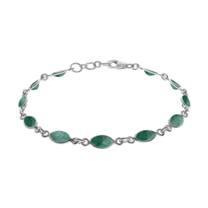 Bracelet en quartz émeraude marquis délicat Bridget pour la vente par Kali Ma Designs - Sterling Silver Jewellery