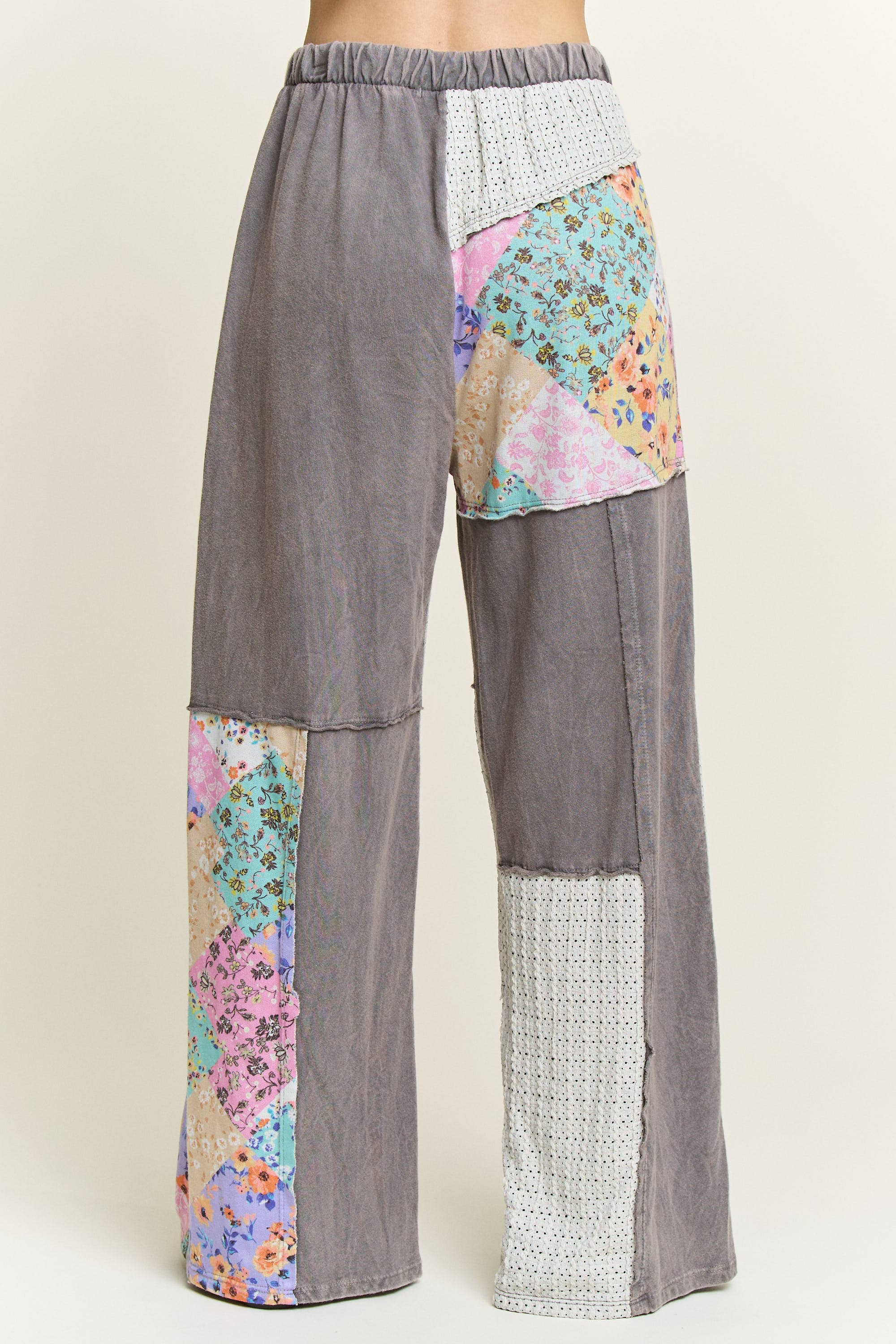 J.Her - Wholesale Pants - Women's - Mineral Washed Floral WaveKnit Jacquard Boho Pants HP610632