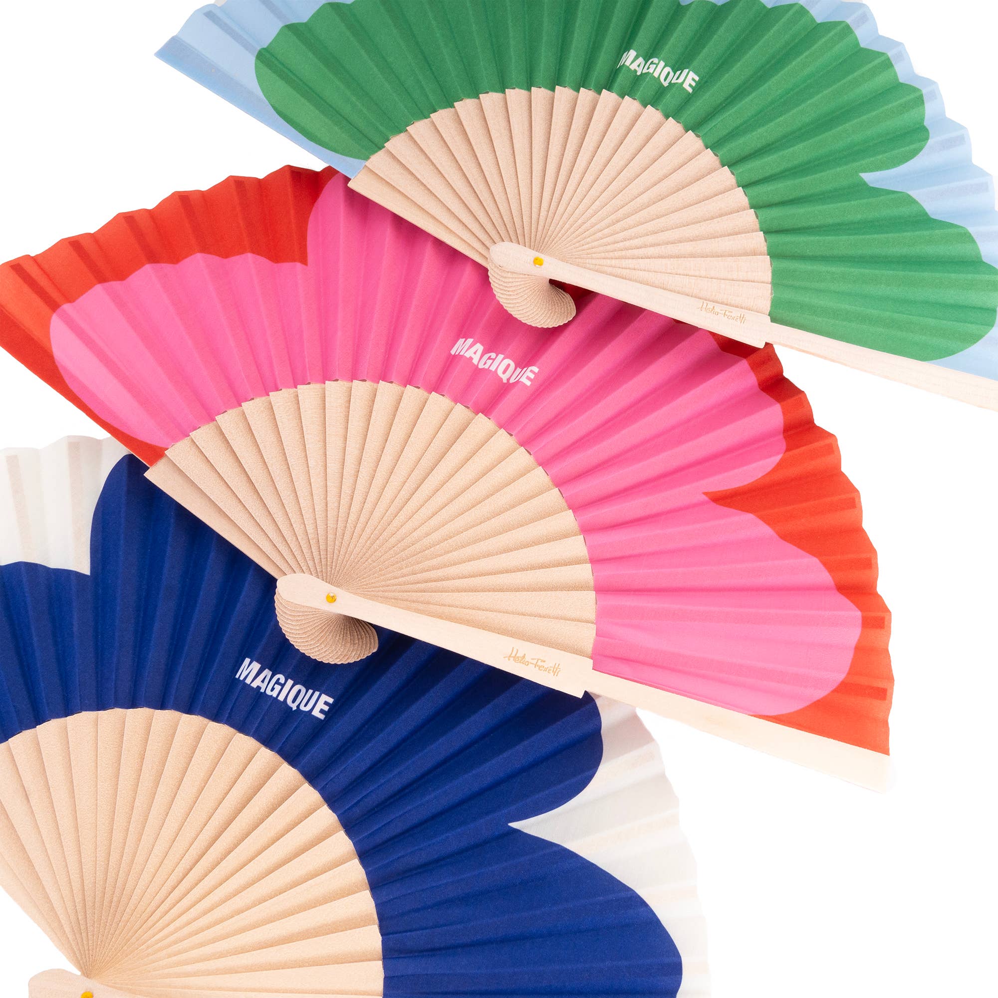 Helio Ferretti Co - Wholesale Handheld Folding Fan - FAN MACRO FLOWER GREEN HF4