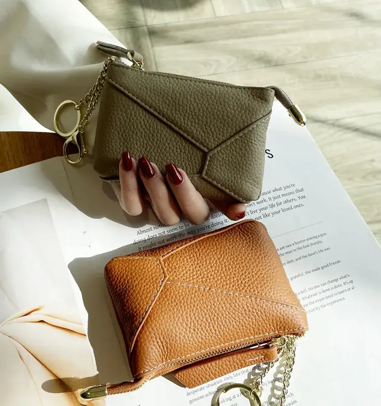 Sweet Cherry Sky - Wholesale Coin Purse - Women's - Genuine Leather Coin Purse Wallet with Keychain 7