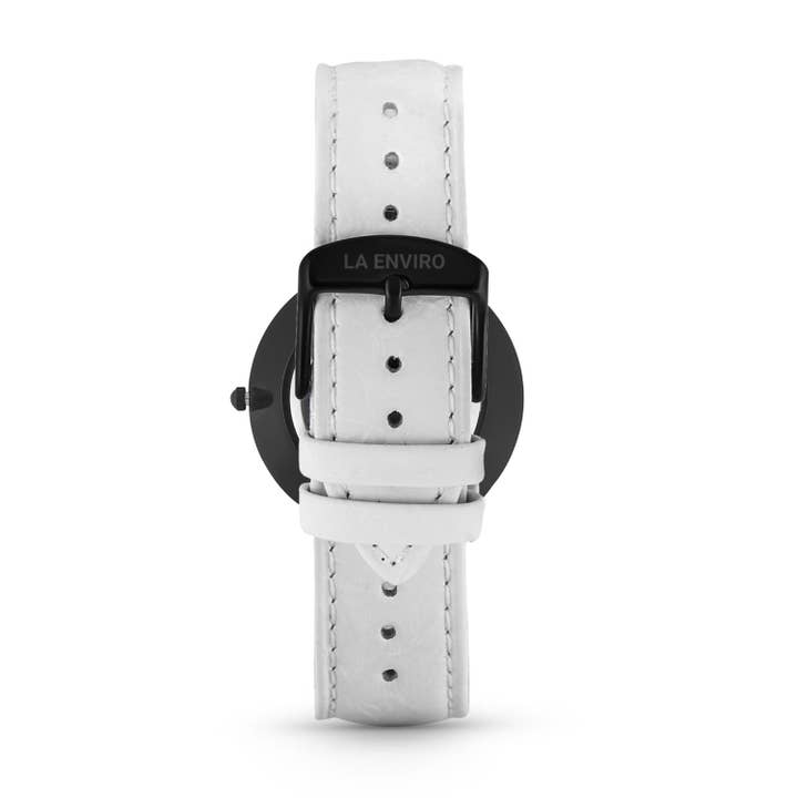 LA ENVIRO - Wholesale Wrist watch – Women's - PINEAPPLE LEATHER BLACK WITH WHITE STRAP I MARBLE 40 MM2