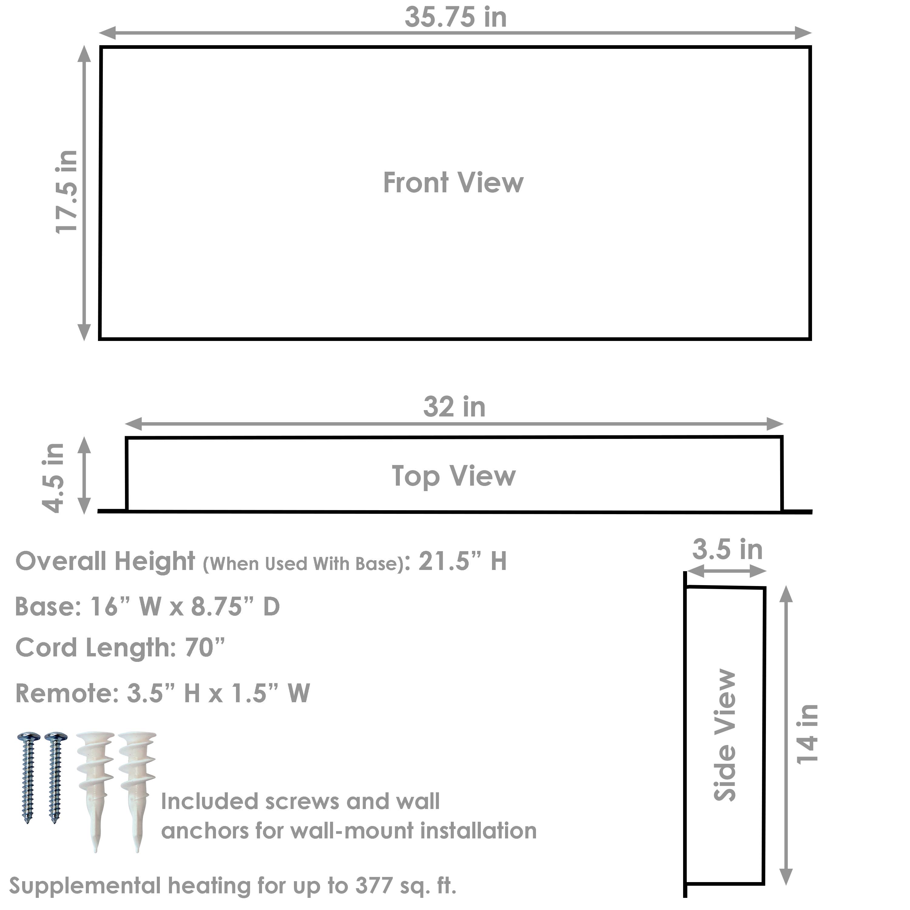 Sunnydaze Decor - Wholesale Fireplace Screen - 35.75 in Curved Face Wall or Freestanding Electric Fireplace5