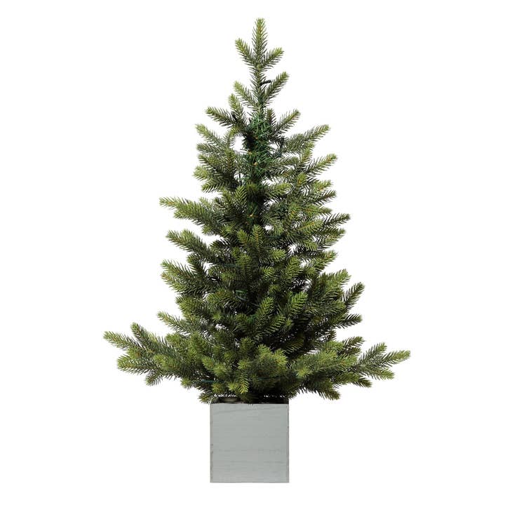 Haute Decor - Wholesale Artificial Christmas Tree - 30 Inch Prelit Fraser Fir Potted Tree in Wooden Pot2