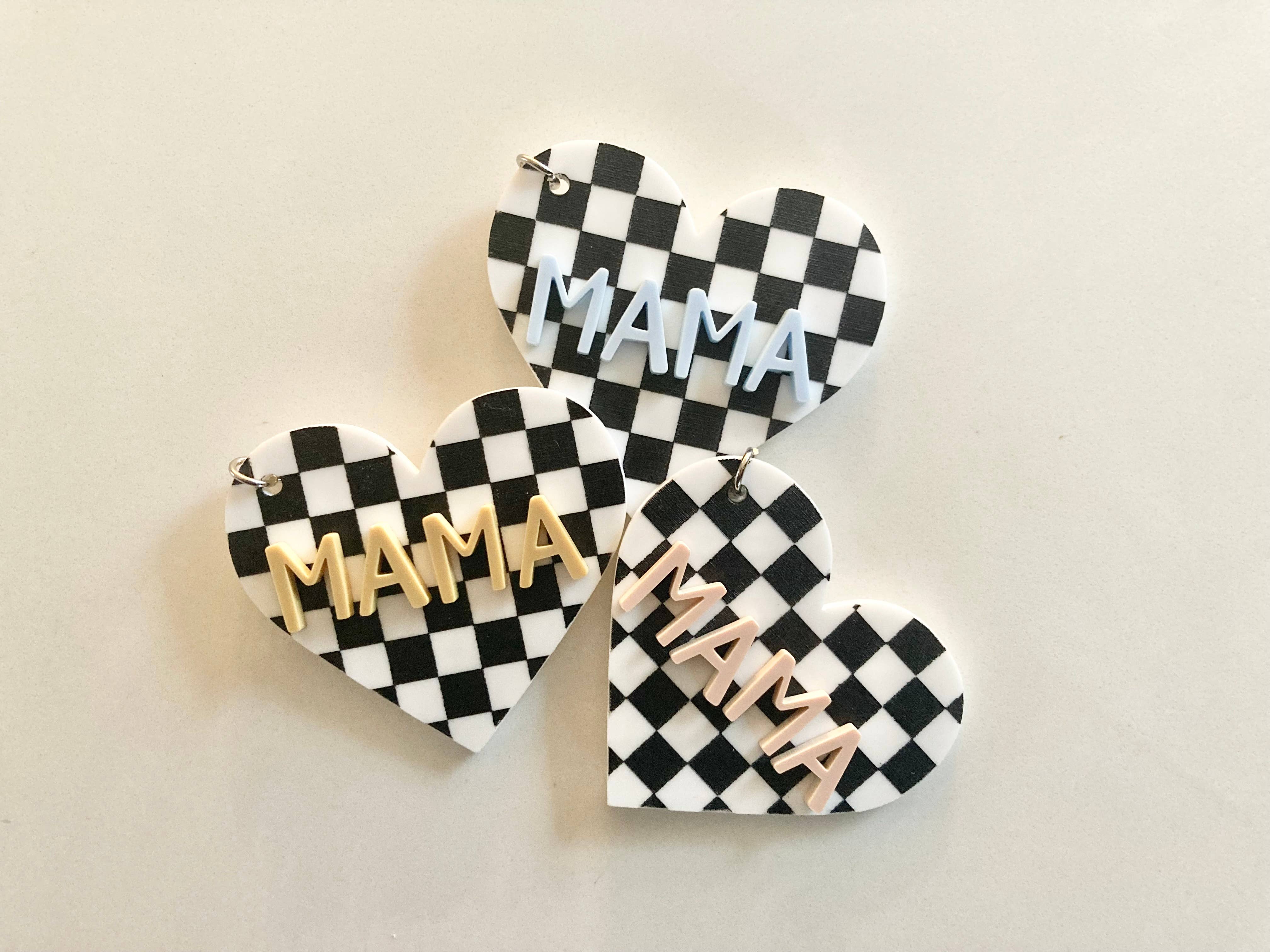 Cope and Co Custom Signs - Wholesale Keychain - Women's - Checkered Heart Mama Keychain1