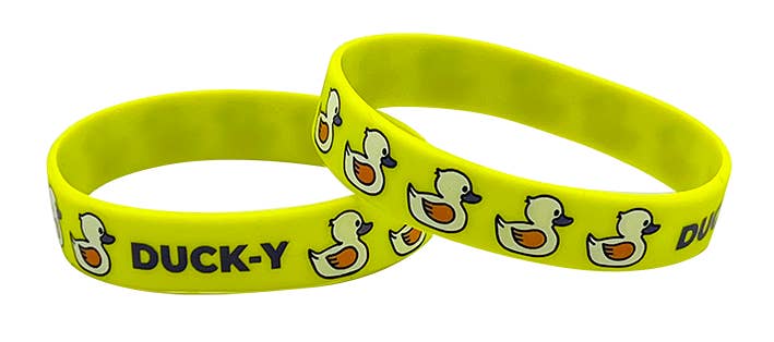 DUCK-Y - Wholesale Wristband - DUCK-Y OG Logo Yellow and White Silicone Bracelet