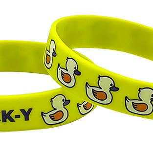 DUCK-Y - Wholesale Wristband - DUCK-Y OG Logo Yellow and White Silicone Bracelet0