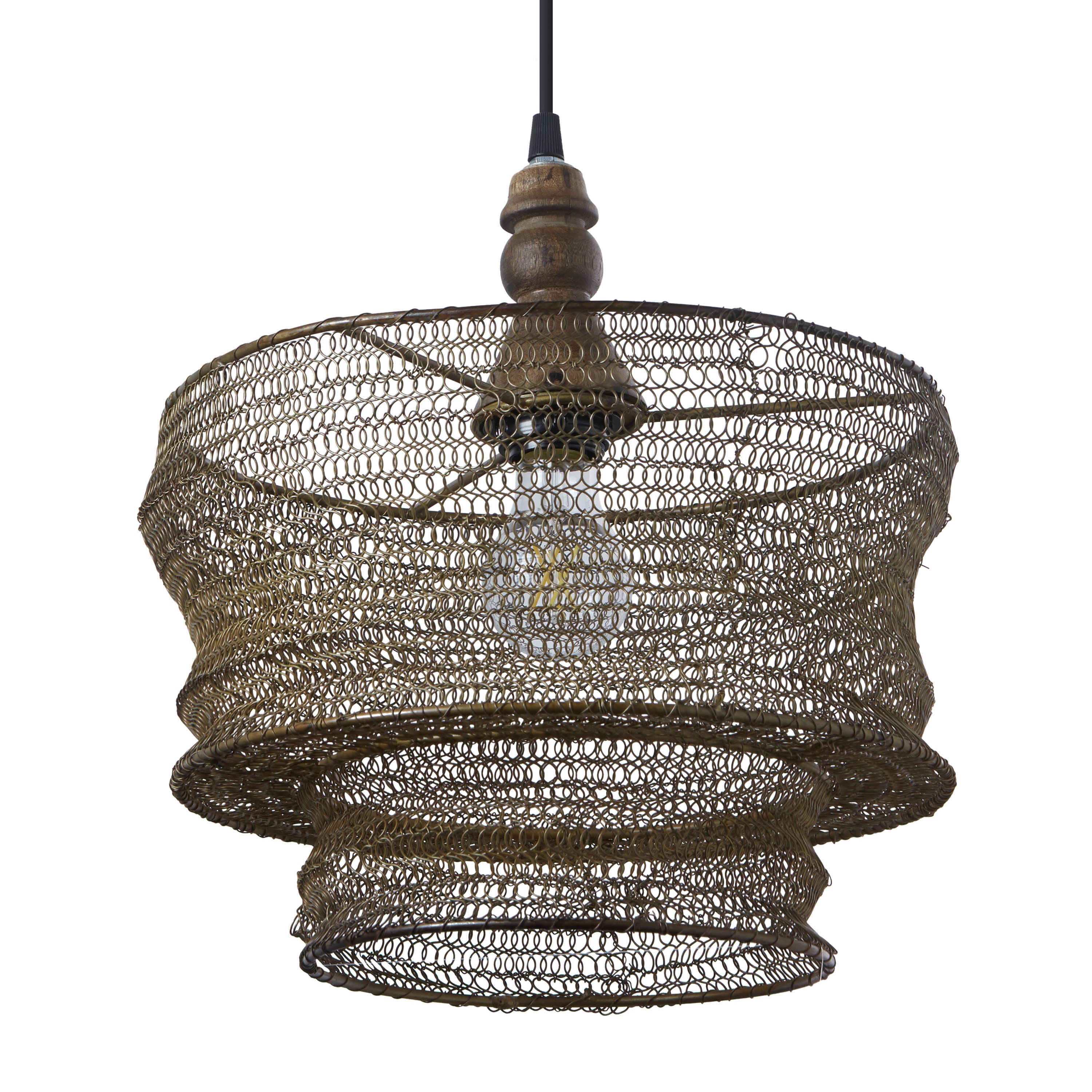River of Goods - Wholesale Chandelier/Hanging Light - 12"W Bronze-Finish Metal and Wood Hanging Pendant Light8