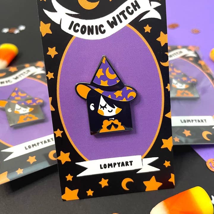 Halloween Witch Enamel Pin / Cute Witchy Pin 1.25 in for wholesale by LompyArt