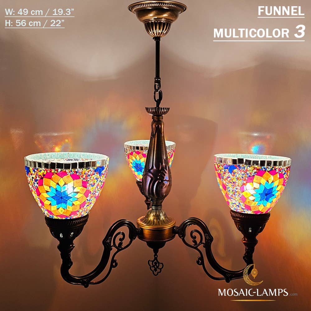 Mosaic Lamps – Candeeiro/lâmpada suspensa por atacado – Mosaico 3 Globo Feito à Mão Turco Marroquino Árabe Oriental Boh32