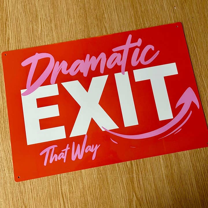 The British Metal Signs Company – wholesale Sign – Dramatic Exit Red Arrow Metal Sign Plaque1