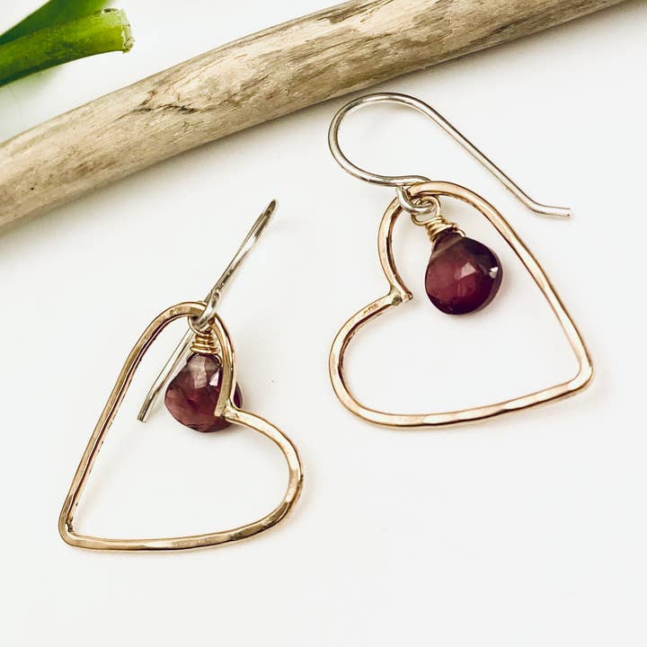 Garnet Heart Earrings for wholesale by Laura J Designs