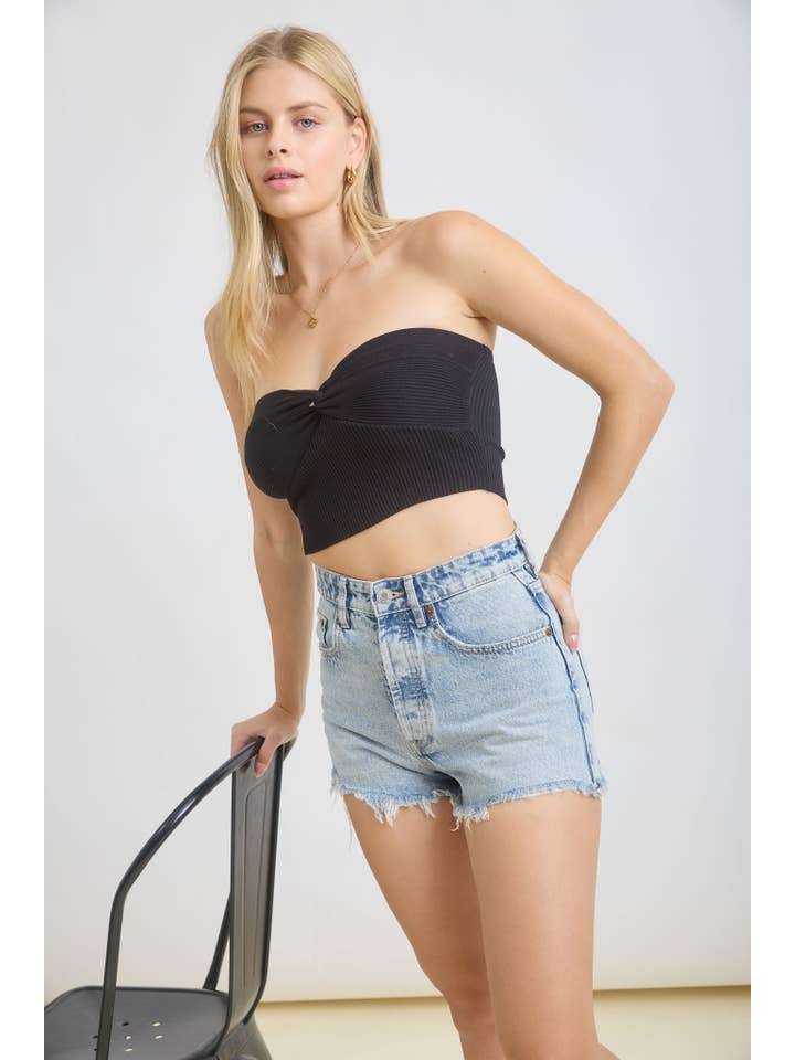 The Workshop Studio - Wholesale Knit Top - Women's - STRAPLESS TWIST FRONT KNIT CROP TOP (PRE-ORDER)14