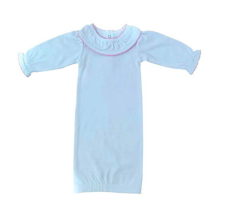 Zsa Zsa & LoLLi Monogram Blanks - Wholesale Babygown - Baby - Picot Trim / Ruffle Collar Day Gown Baby Gift, Embroidery1