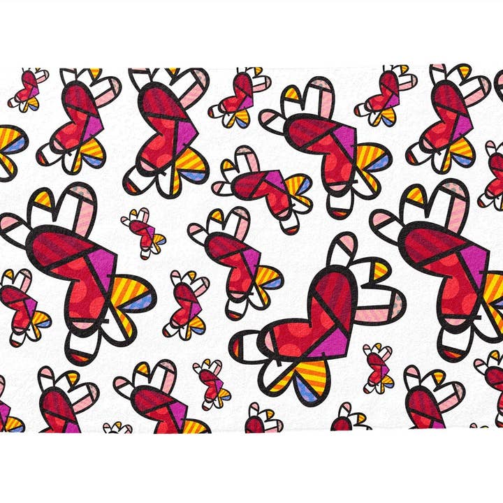 SERVIETTE DE PLAGE DE LUXE BRITTO® - XL - 100% Coton - CŒURS VOLANTS pour la vente par BRITTO®