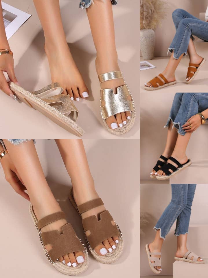 No Doubt Shoes - Wholesale Sandals - Women's - ESPADRILLE SUMMER FLAT MULES NON SLIP SANDALS 6