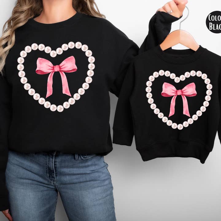 Sweatshirt Saint-Valentin Maman et Moi Cœur de Perle pour la vente par The Shirt Company