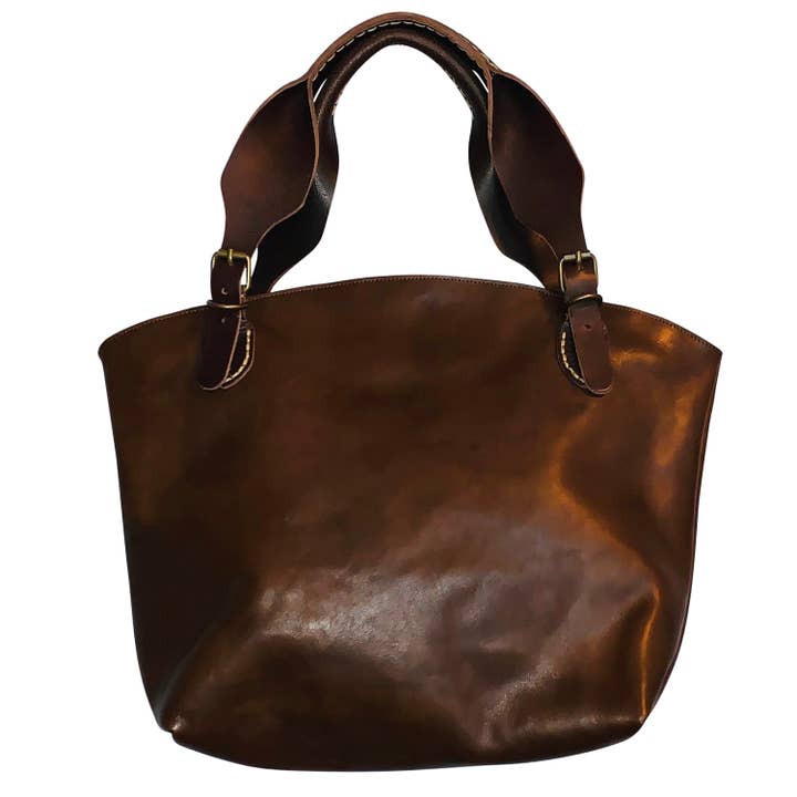 Sac à main en cuir lisse chocolat pour la vente par Chloe & Lex