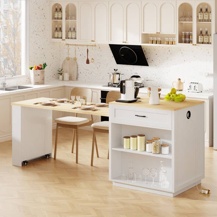 Îlot de cuisine extensible de 82,7" avec table à manger pour la vente par 39F INC CANADA