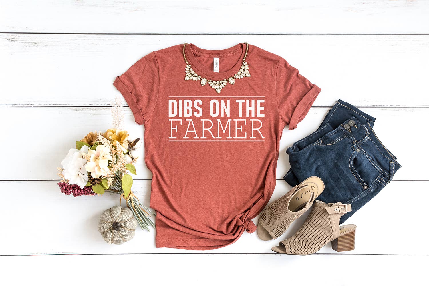 Simply Tees - Wholesale Screen Printed T-Shirt - Women's - Dibs on the Farmer Clay Tee0