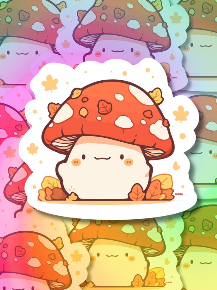 Autocollant en vinyle Fungi Cutie pour la vente par Hikaru Tara Art Arst & Craft Gift Shop