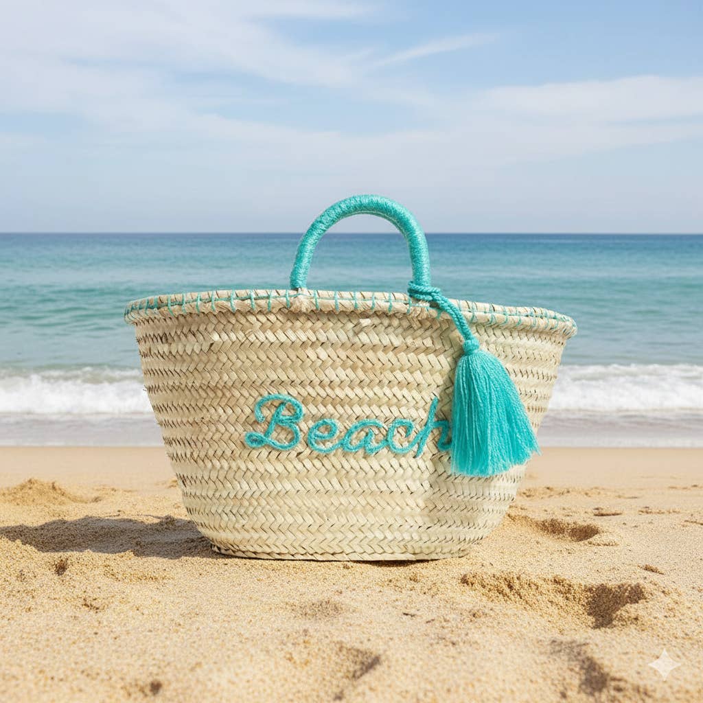 craftberber – wholesale Strandväska – Boho-väska med tofsar, fransk marknadsväska, strandväska, korgväska